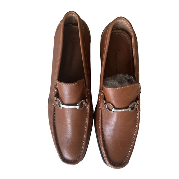 SANDRINO CORDOBA MENS LEATHER LOAFERS SILVER TONE BUCKLE Size 12D